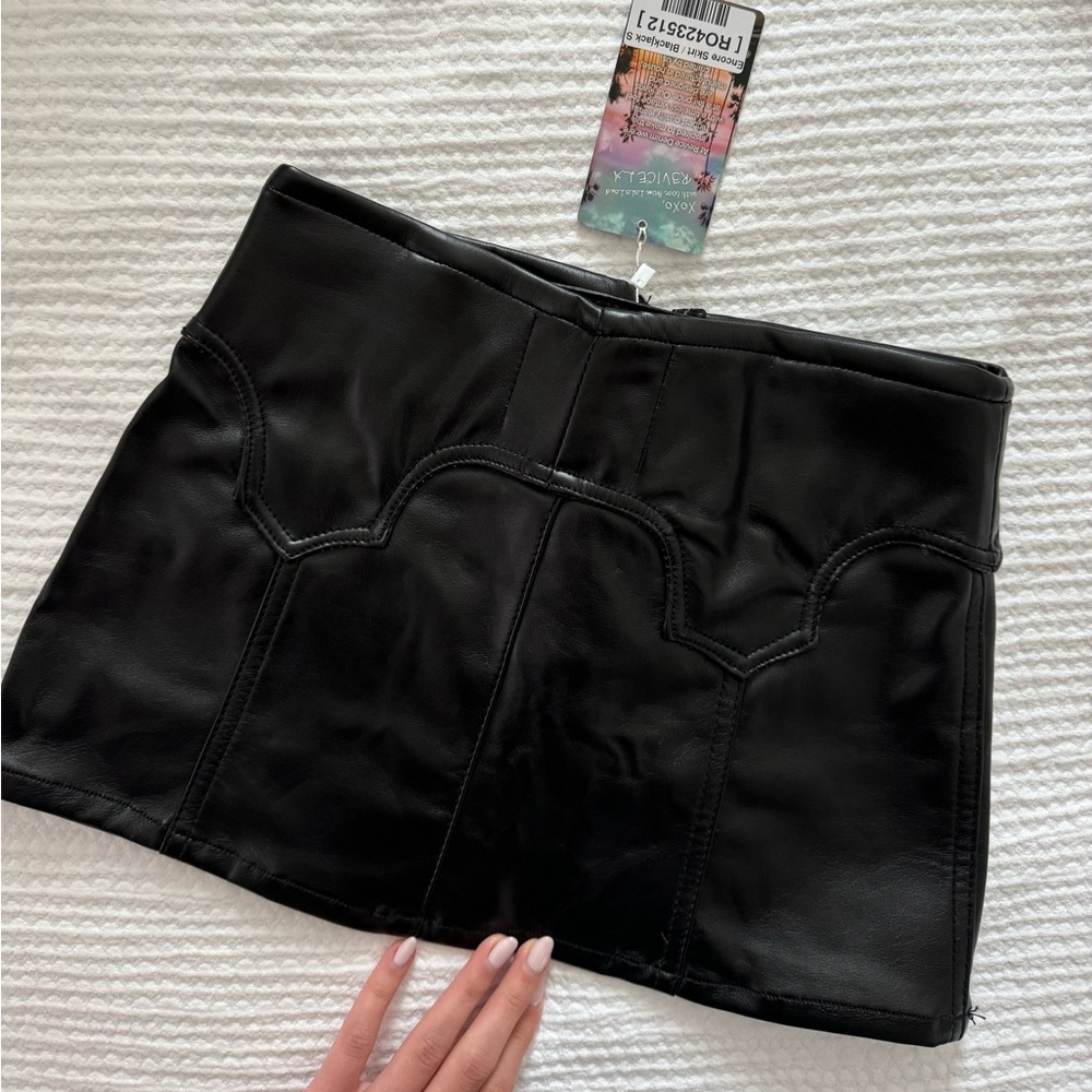 Revice Denim Encore Skirt - Black lace up faux leather skirt Brand New With Tags - Picture 6 of 10